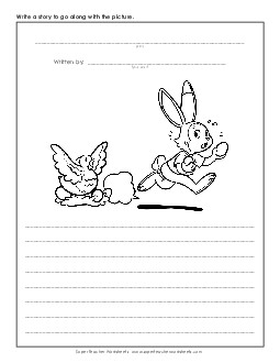 Story Picture: Bunny Running Away Easter Worksheet