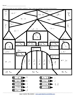 Division Mystery Pic: Castle (7s Only) Worksheet