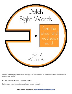 Dolch Word Wheels - Level 2 Worksheet