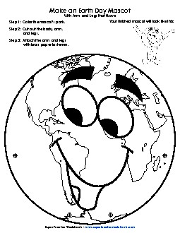 Earth Day Mascot Craft Free Worksheet