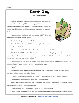 Earth Day Fun 3rd Grade Reading Comprehension Worksheet