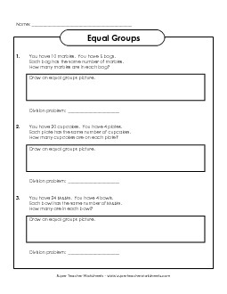 Equal Groups 2 Division Worksheet