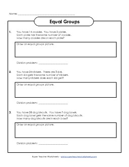 Equal Groups Division Worksheet