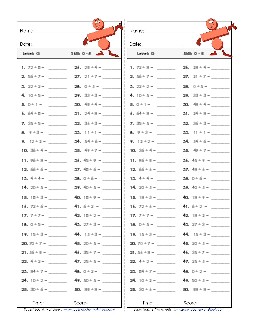 Division Timed Quiz 0 - 8 Worksheet