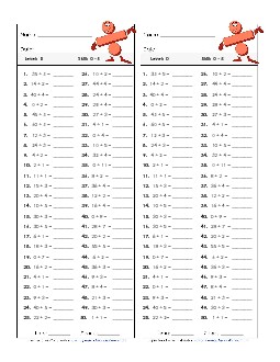 Division Timed Quiz 0 - 5 Worksheet