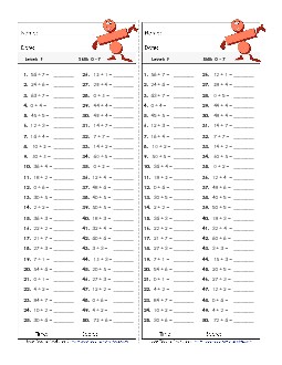 Division Timed Quiz 0 - 7 Worksheet