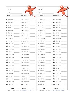 Division Timed Quiz 0 - 6 Worksheet