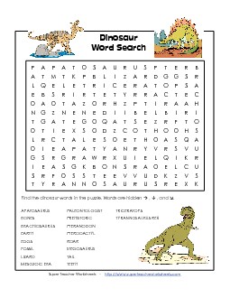 Dinosaur Word Search Wordsearch Worksheet