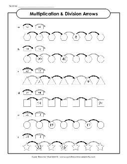 Division & Multiplication Arrows Worksheet