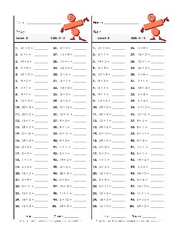 Division Timed Quiz 0 - 3 Worksheet