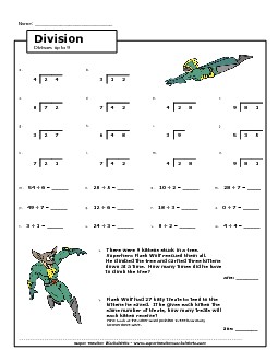 Division Facts: Divisors Up to 9 Worksheet