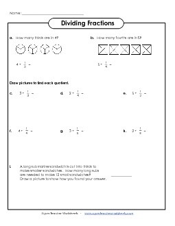 Dividing Whole Numbers By Fractions Free Worksheet