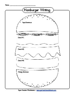 Hamburger Paragraph Writing Version 1 Free Graphic Organizers Worksheet