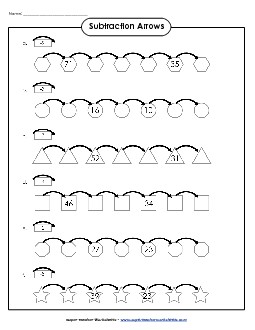 Frames and Arrows 2-Digit Subtraction Worksheet