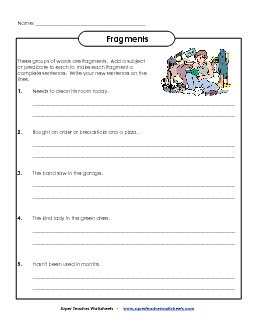 Rewrite the Fragments Fragments Runons Worksheet