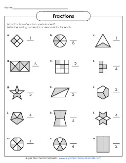 Fraction Shapes 2 Fractions Worksheet