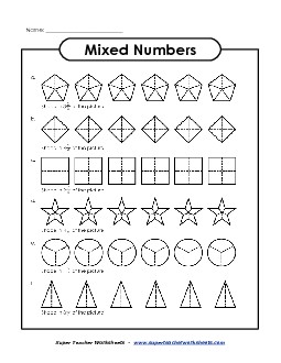 Mixed Numbers 2 Fractions Worksheet