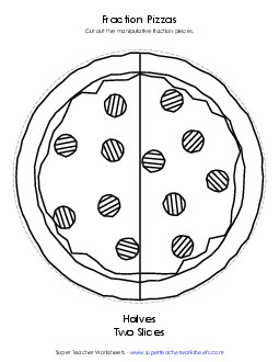 Fraction Pizzas (Black and White) Fractions Worksheet