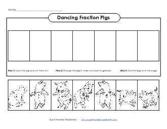 Ordering Fractions: Dancing Pigs Worksheet