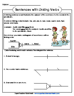 Linking Verbs Diagramming Sentences Worksheet