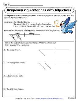 Sentences With Adjectives Diagramming Sentences Worksheet