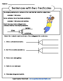 Sentences with Two Predicates Free Diagramming Sentences Worksheet