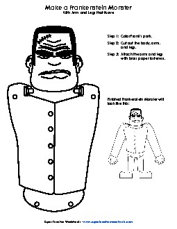 Frankenstein Cut-Out Holiday Worksheet