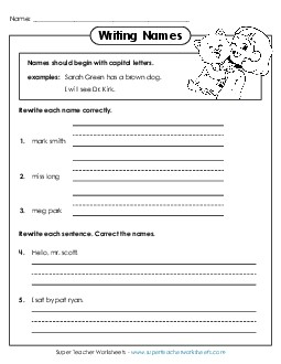 Capital Letters for Names Free Capitals Worksheet