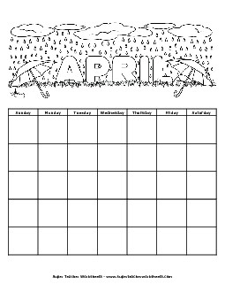 April Calendar Calendars Worksheet