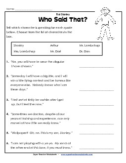 Who Said That? Books Worksheet