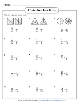 Equivalent Fractions Worksheet