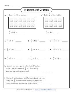 Fraction of Groups (Advanced) Fractions Worksheet