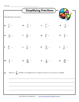 Simplifying Fractions Free Worksheet