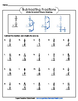 Subtracting Fractions 2 Worksheet