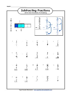 Subtracting Fractions Free Worksheet