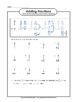 Adding Fractions (Unlike Denominators)  ADVANCED Worksheet