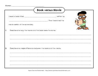 Book vs. Movie Compare Contrast Worksheet