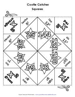 Squared Numbers (Exponents) Worksheet