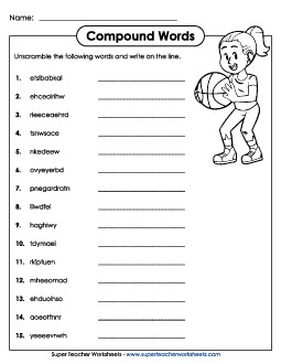 Compound Words Unscramble Worksheet