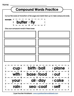 Cut & Glue Compound Words Activity Free Worksheet