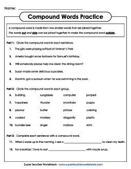 Compound Word Practice Worksheet