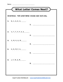 What Letter Comes Next? (Very Hard) Brainteasers Worksheet