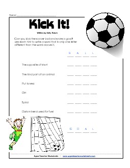 Word Puzzle - Soccer (Easy) Free Brainteasers Worksheet