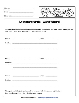 Lit. Circles: Word Wizard Worksheet