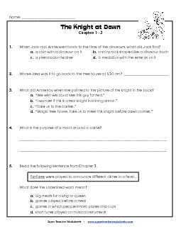 Questions for Chapters 1 - 3 Books Worksheet