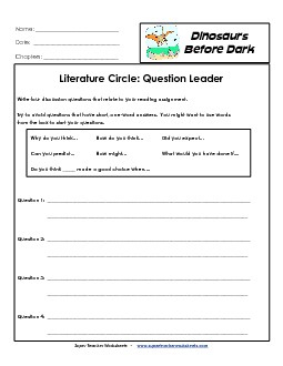 Lit. Circles: Question Leader Free Books Worksheet