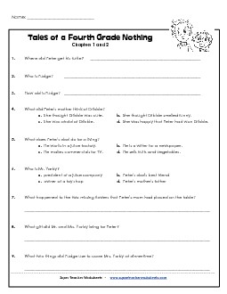 Questions for Chapters 1 & 2 Free Worksheet