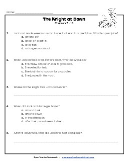 Questions for Chapters 7 - 10 Books Worksheet