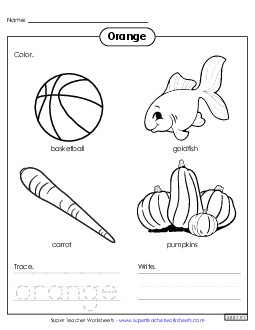 Orange Things Colors Worksheet