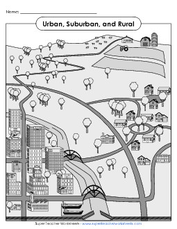 Urban-Suburban-Rural Illustration Communities Worksheet